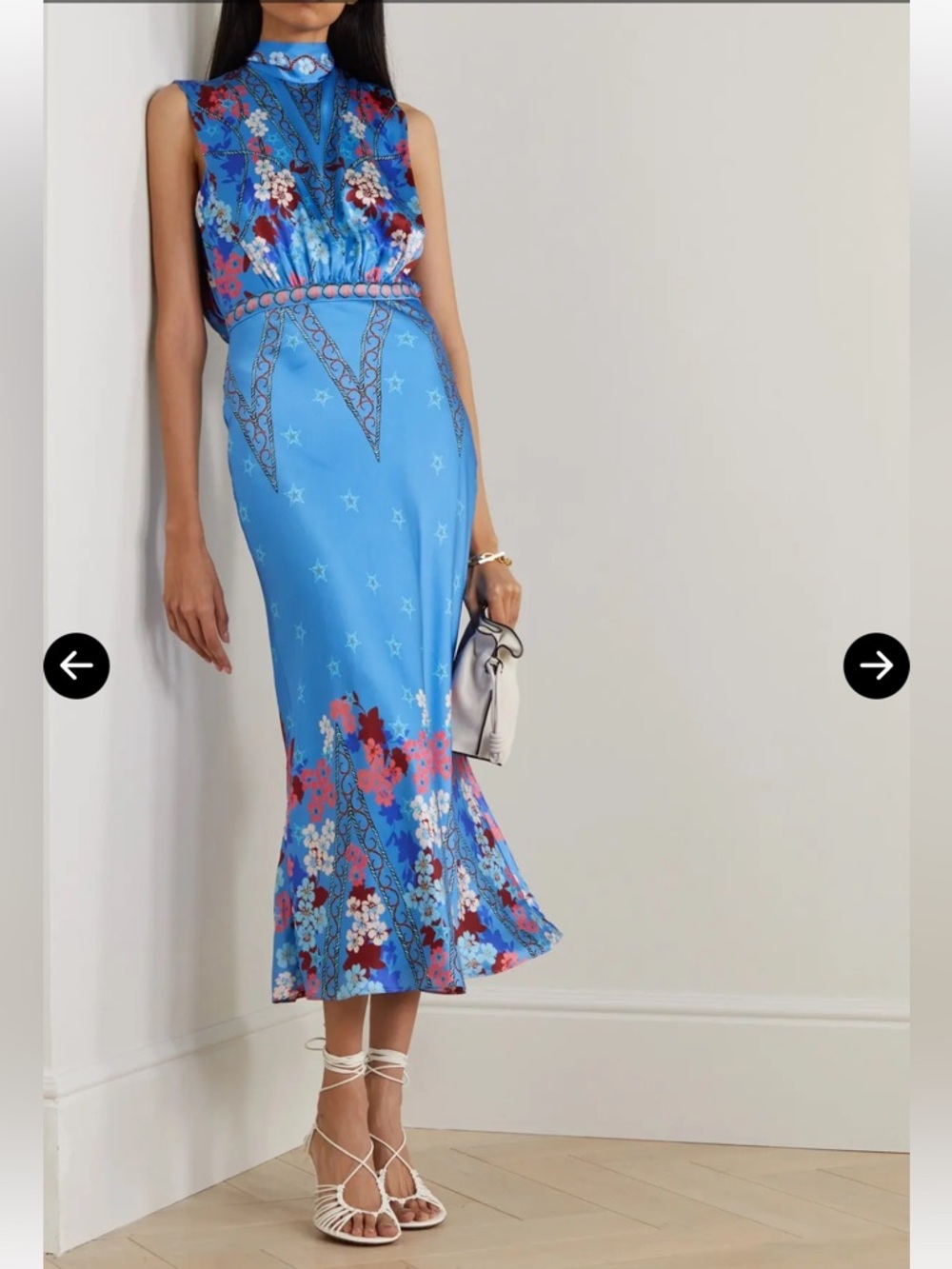 Saloni Fleur Printed Silk Midi Dress size 12
